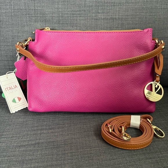 NWT VALENTINA LEATHER CROSSBODY & SHOULDER BAG PURSE CLUTCH